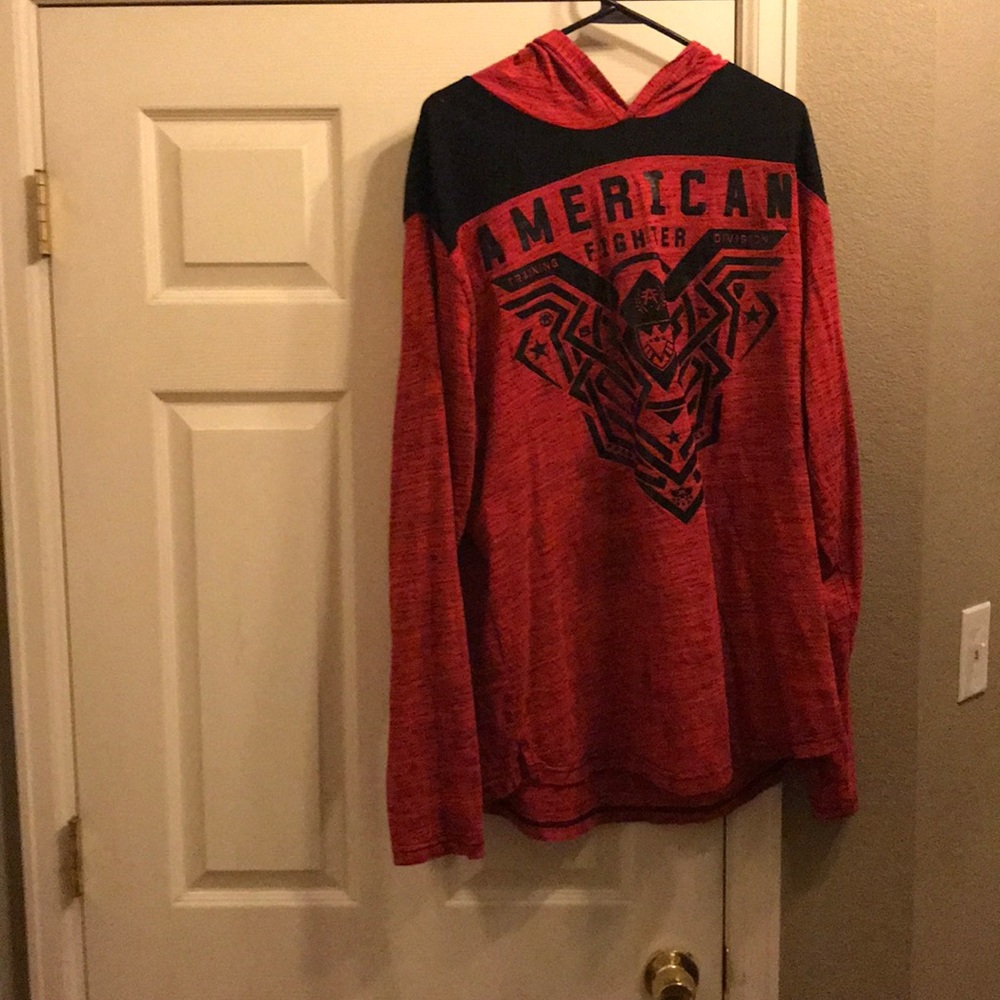 America Fighter long sleeve hooded shirt